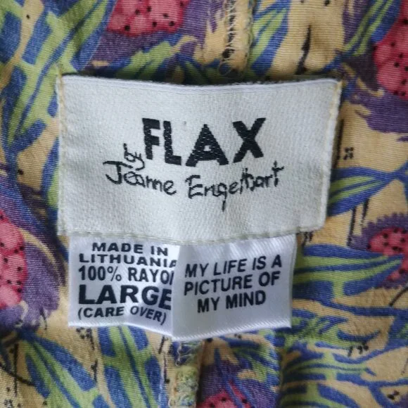 Flax Large yellow sleeveless dress with pink and green - Picture 12 of 12